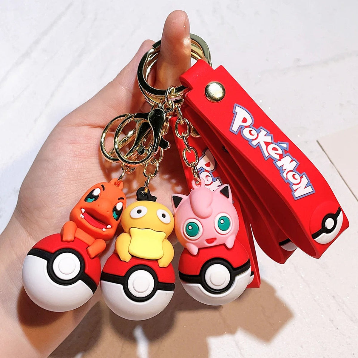 Poké Ball keyring with Pokémon figure charm – photo 5