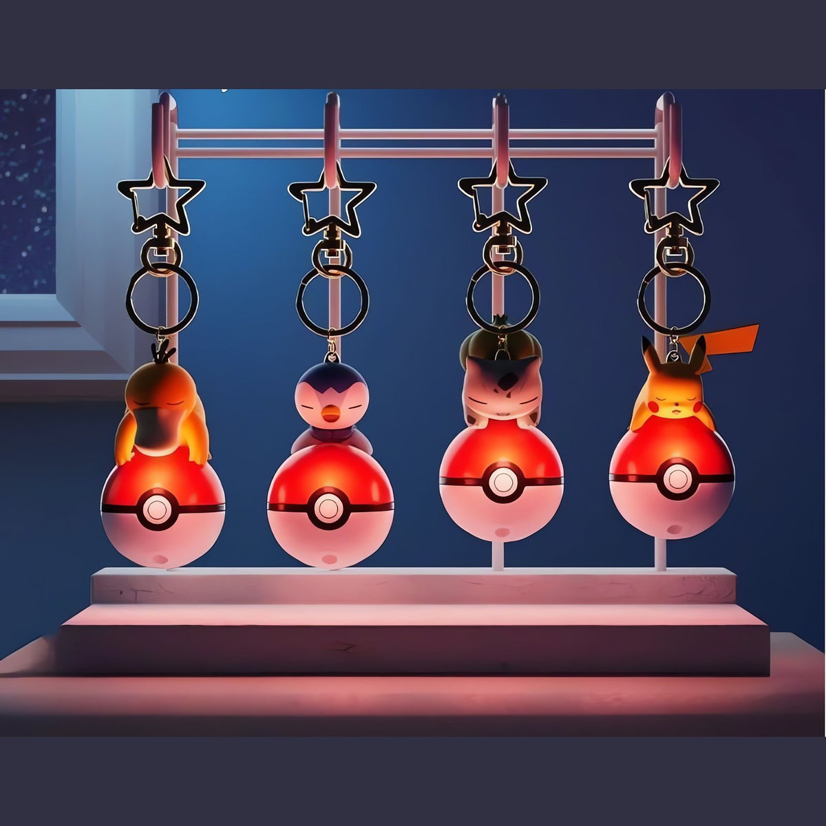 Poké Ball keyring with Pokémon charm – photo 2