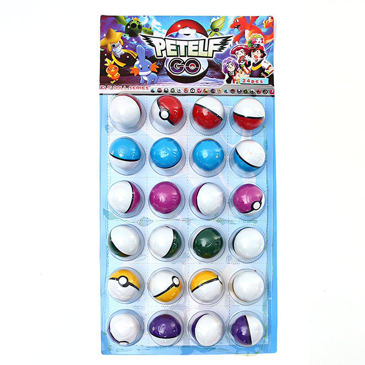 Set of 24 Poké Balls with figures and stickers