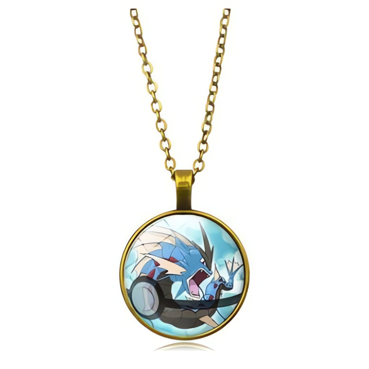 Poké Ball pendant necklace on a metal chain – 11