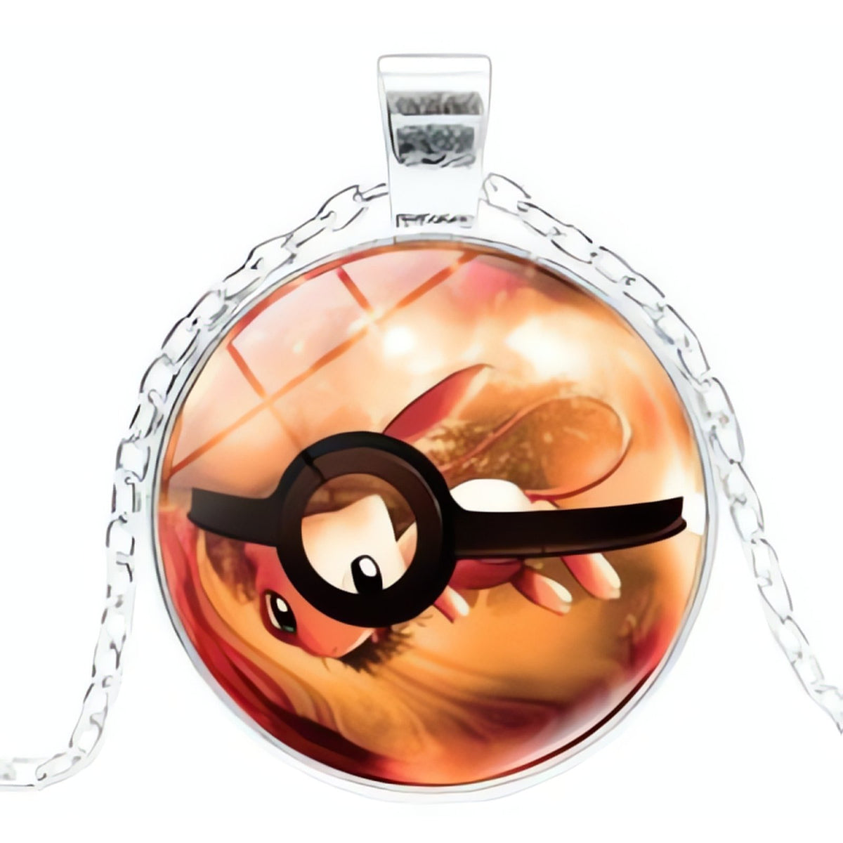 Poké Ball pendant necklace on a metal chain – 7