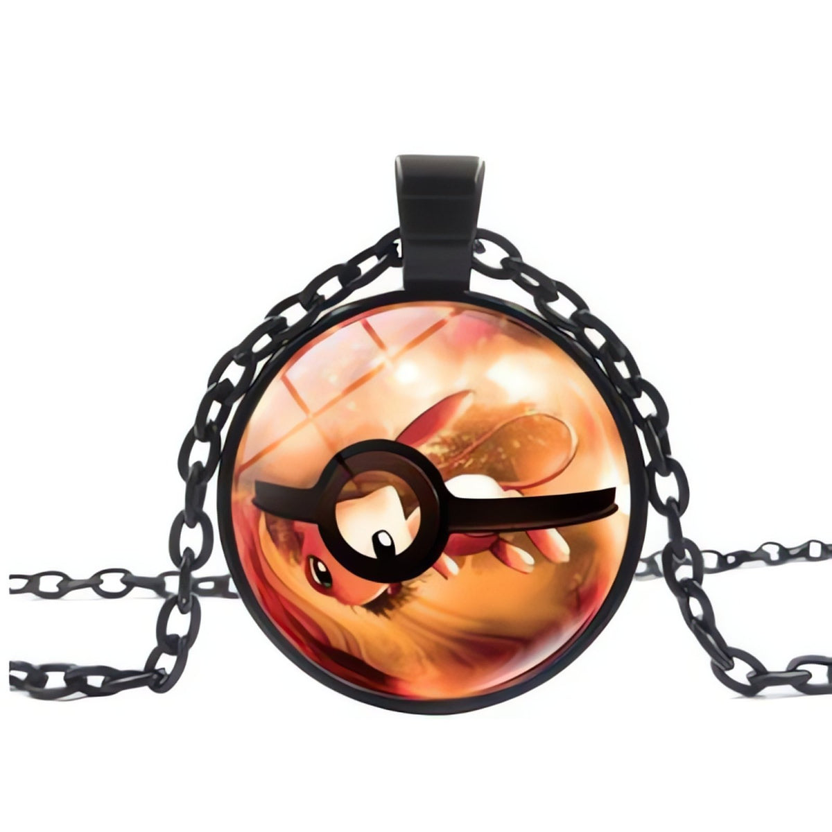 Poké Ball pendant necklace on a metal chain – 8