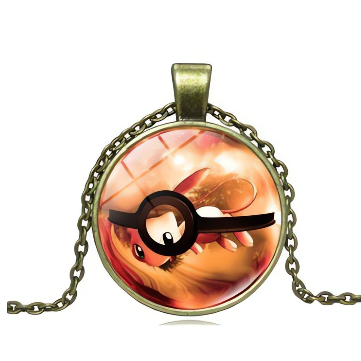 Poké Ball pendant necklace on a metal chain – 9
