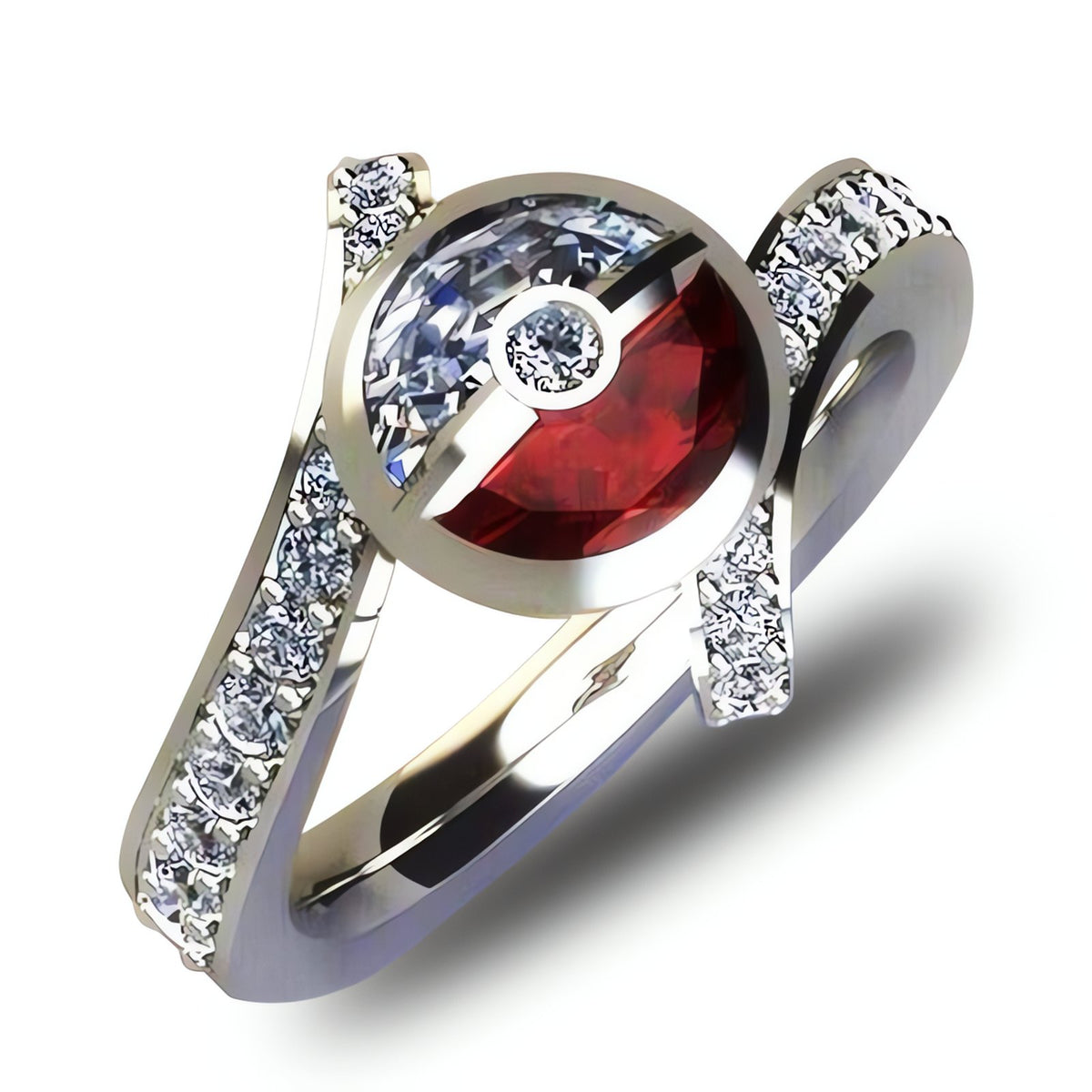 Poké Ball ring with a zirconia stone – 6