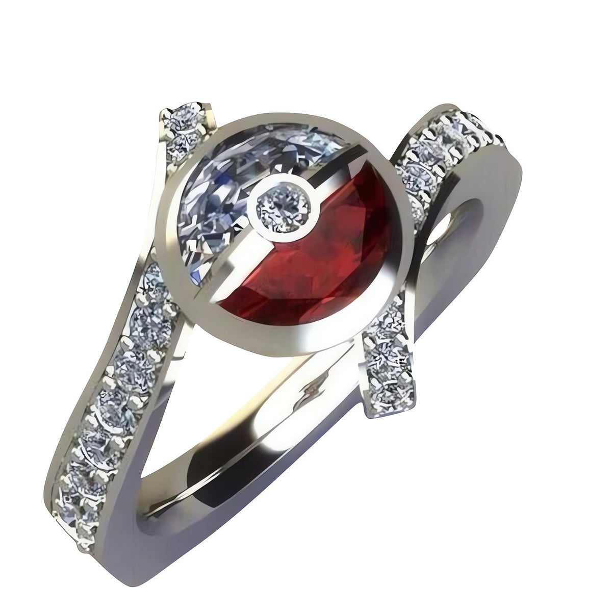 Poké Ball ring with a zirconia stone – photo 6