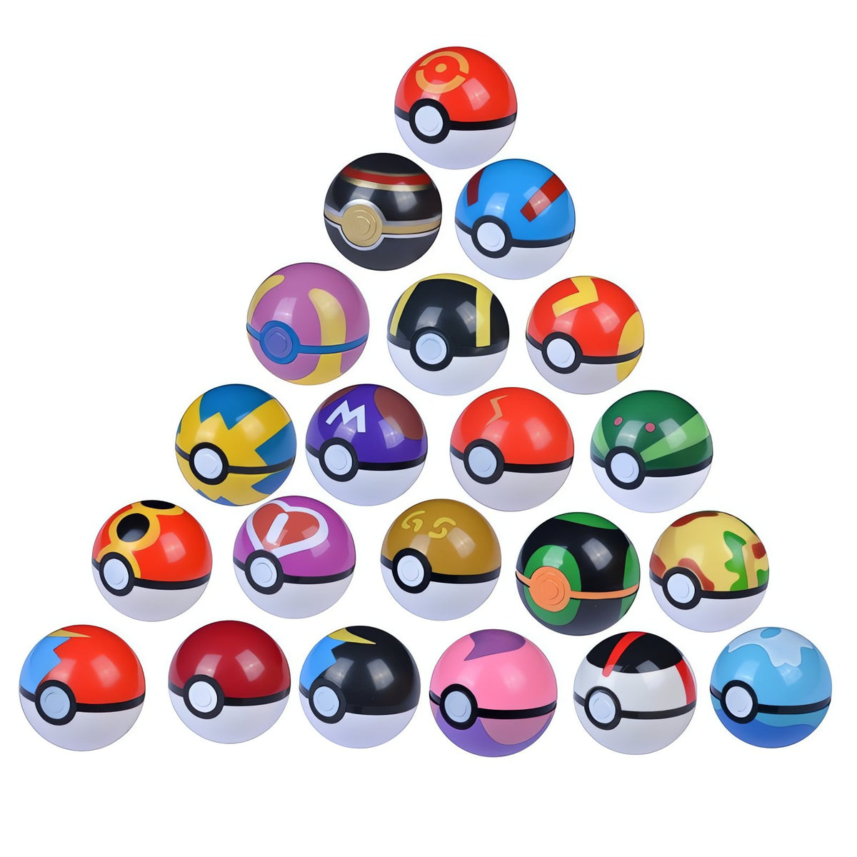 Set of Poké Balls with mini Pokémon figures inside