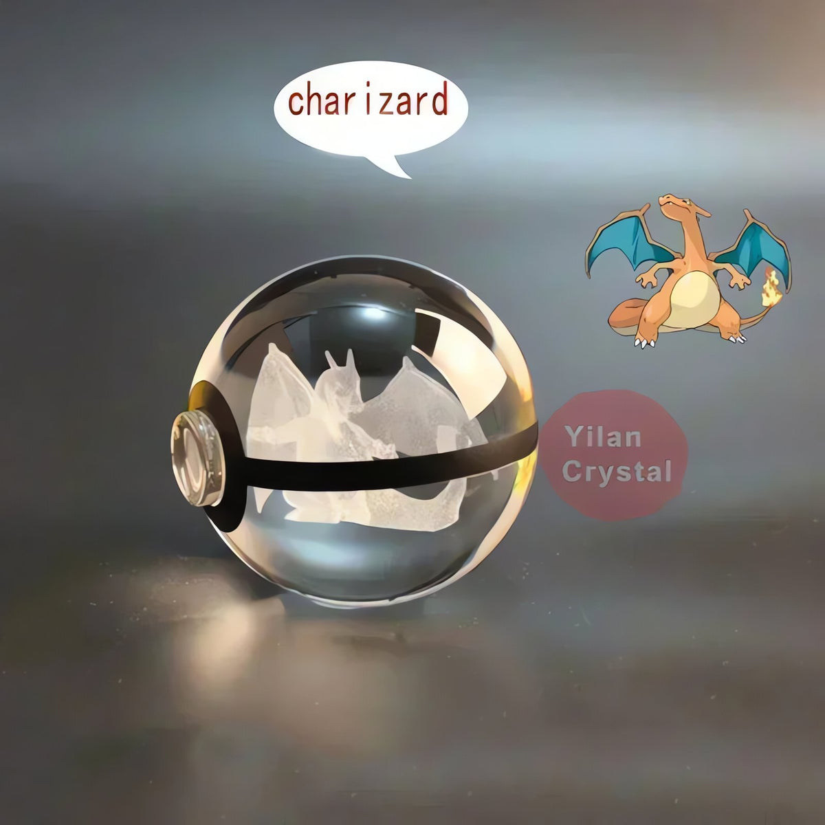 Pokéball crystal ball with colour-changing LED light, 50mm – Charizard