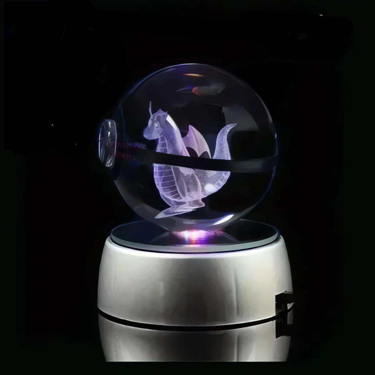 Pokéball crystal ball with colour-changing LED light, 50mm – Dragonite