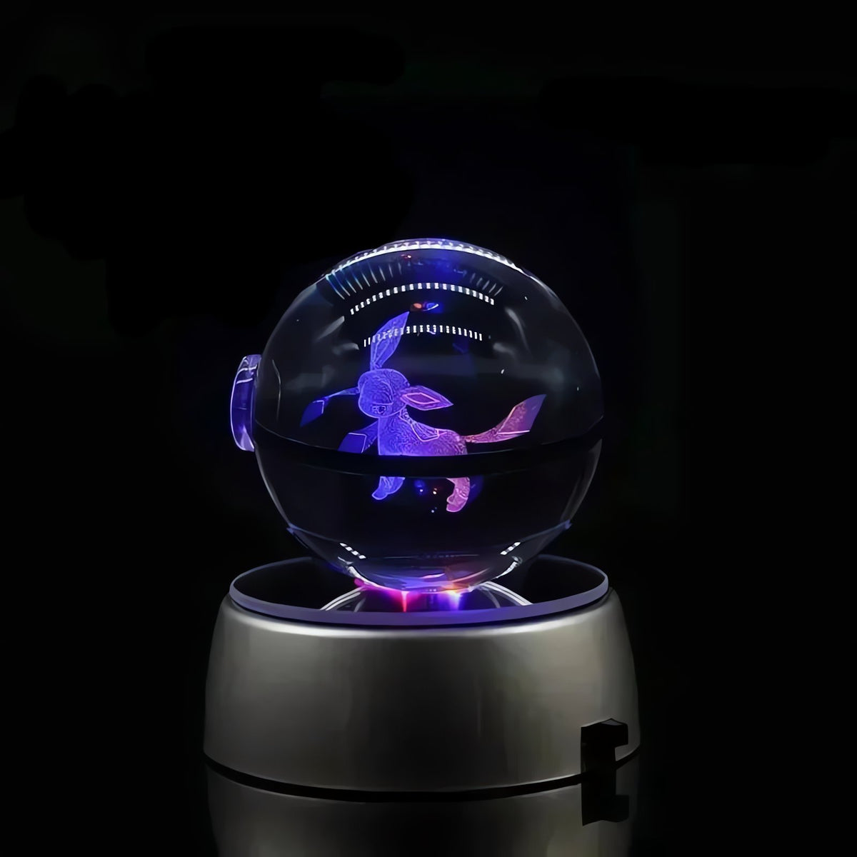 Pokéball crystal ball with colour-changing LED light, 50mm – Glaceon