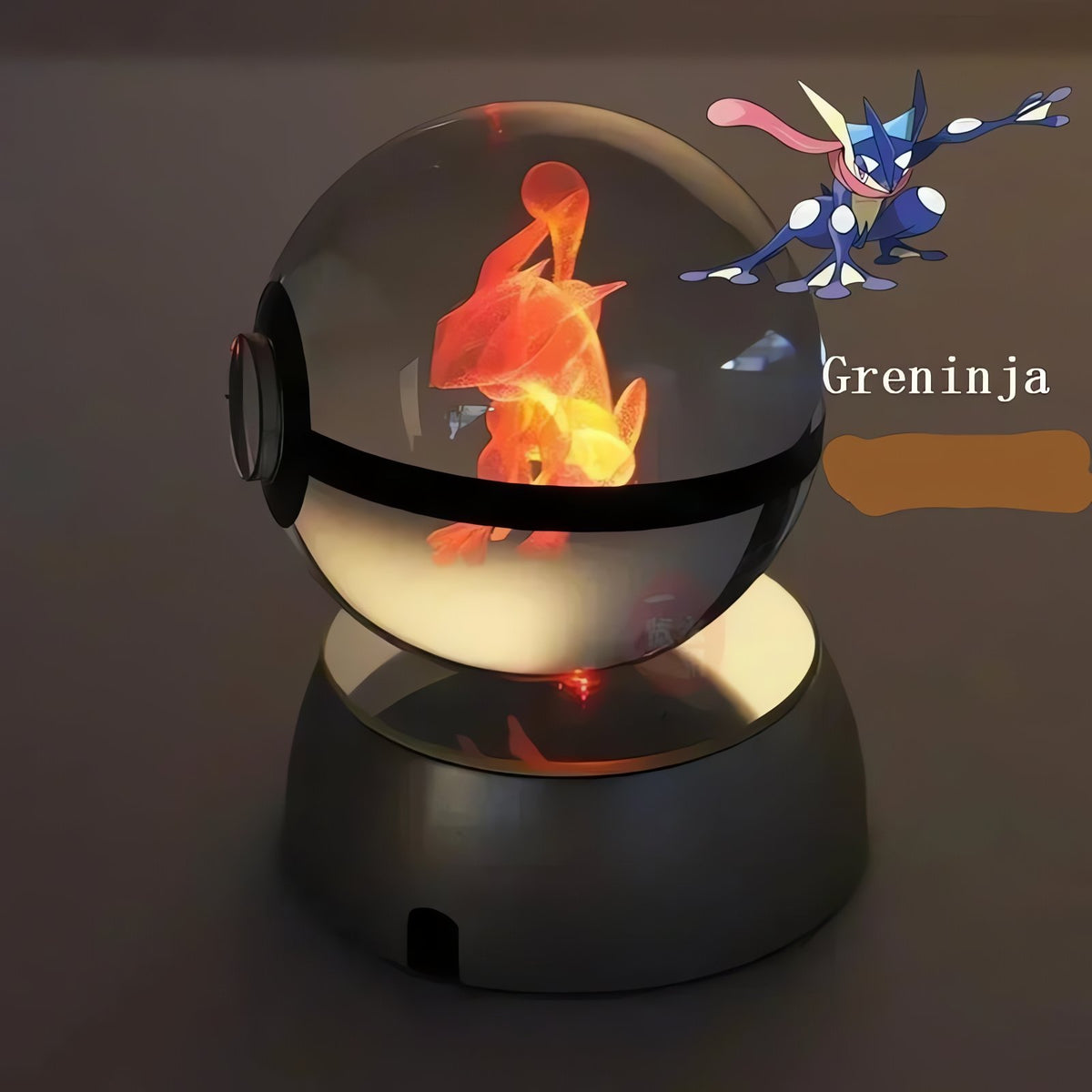 Pokéball crystal ball with colour-changing LED light, 50mm – Greninja