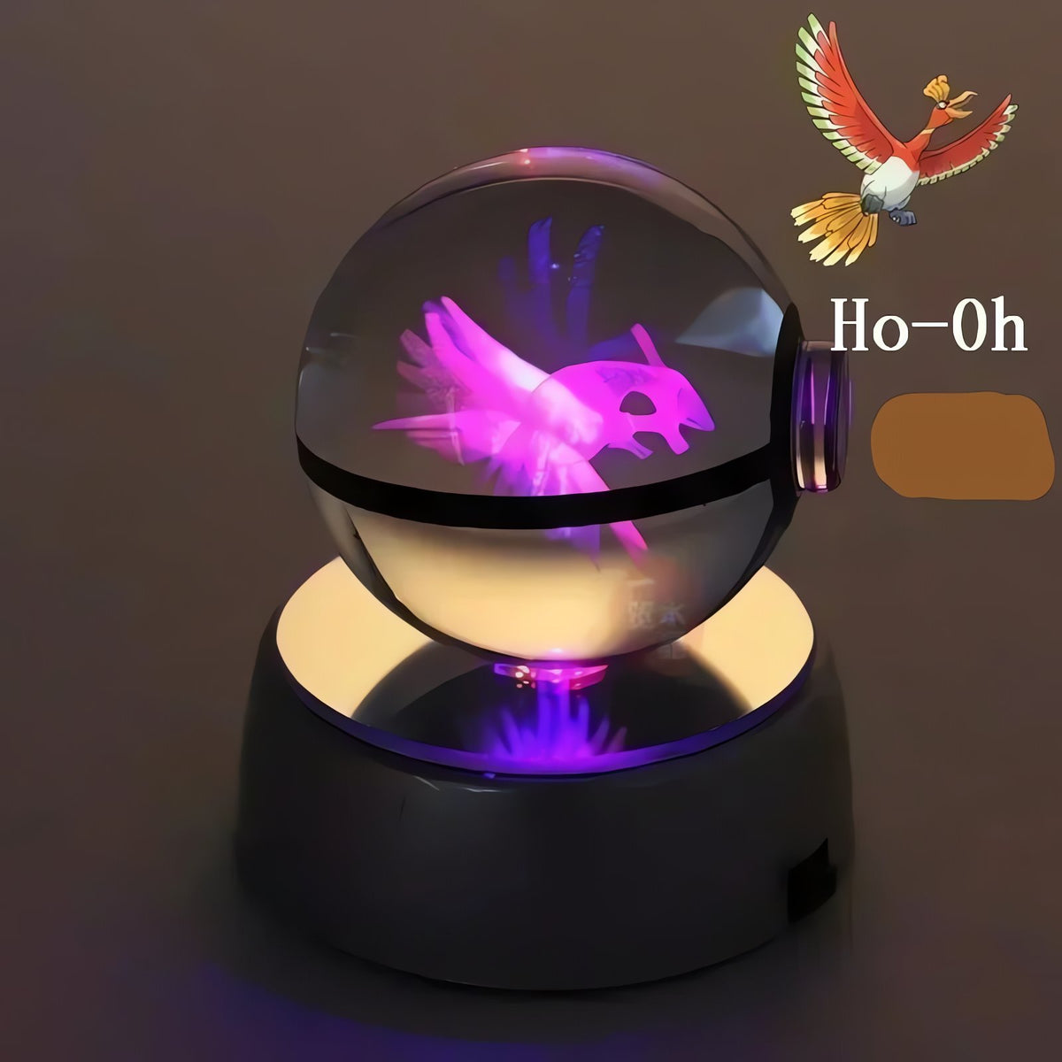 Pokéball crystal ball with colour-changing LED light, 50mm – Ho-Oh