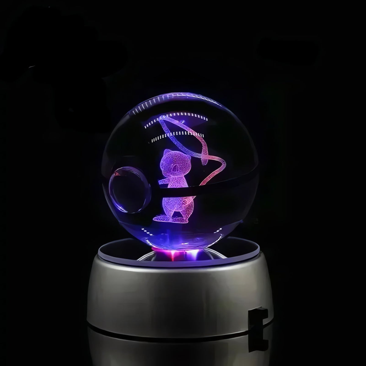 Pokéball crystal ball with colour-changing LED light, 50mm – Mew