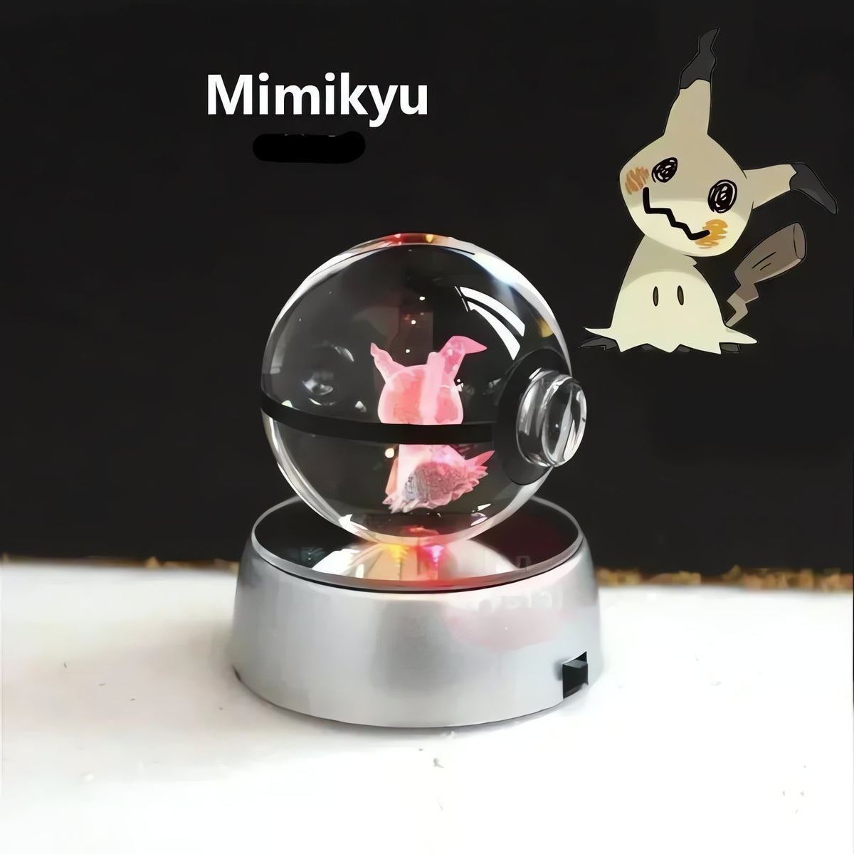Pokéball crystal ball with colour-changing LED light, 50mm – Mimikyu