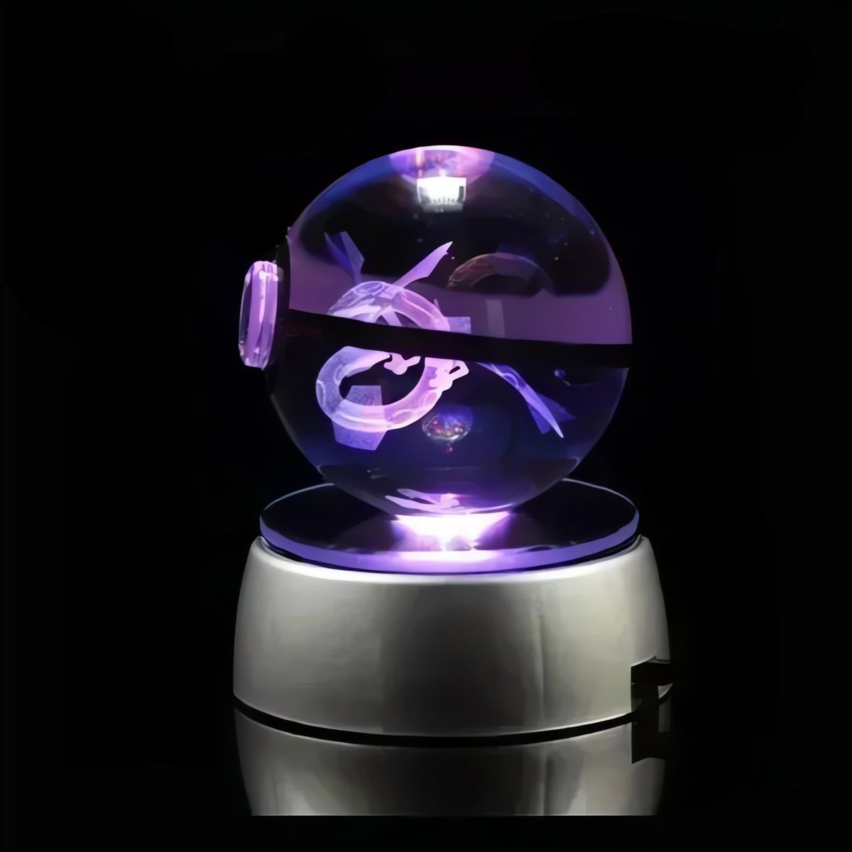 Pokéball crystal ball with colour-changing LED light, 50mm – Rayquaza