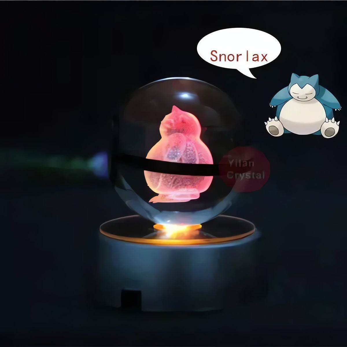 Pokéball crystal ball with colour-changing LED light, 50mm – Snorlax