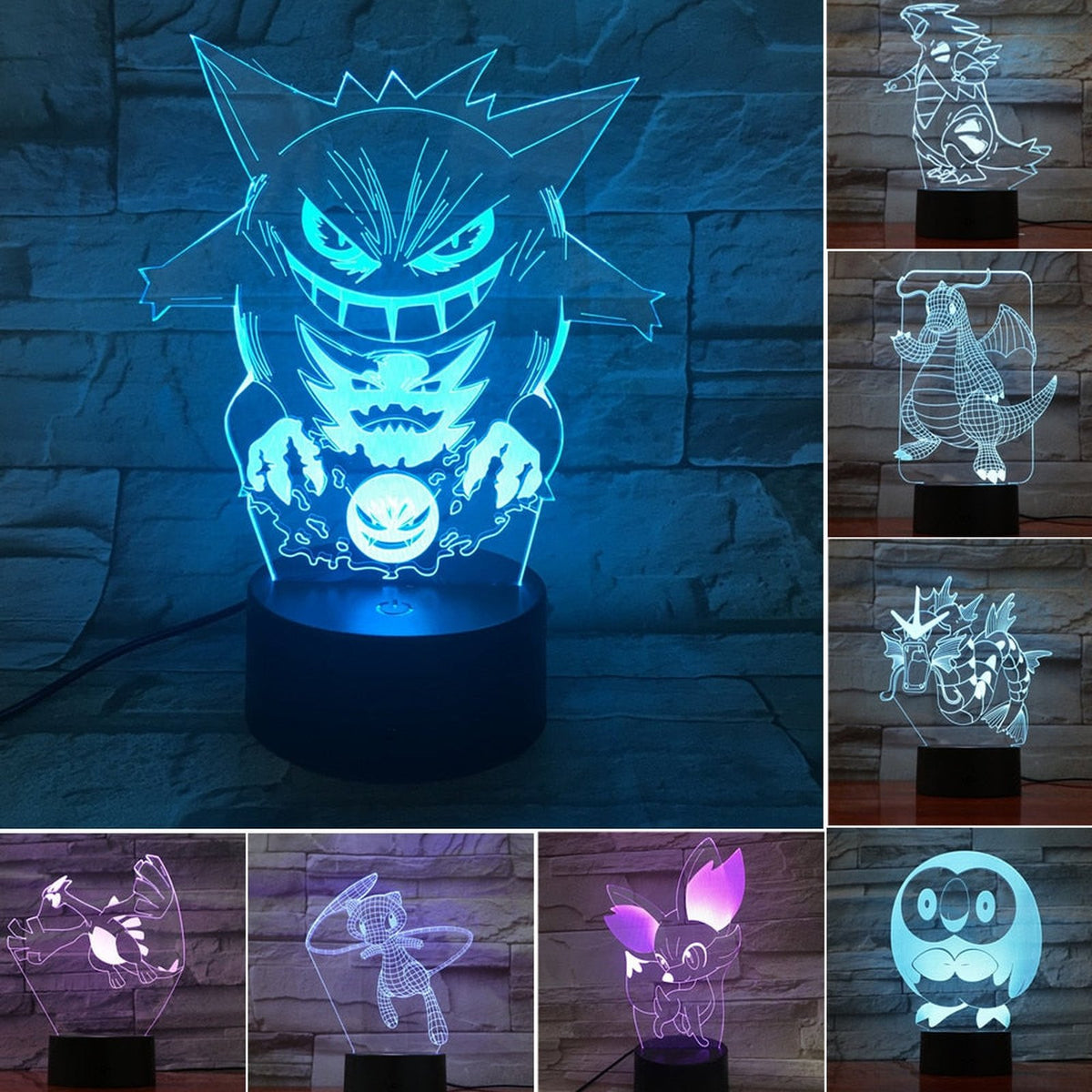Pokémon 3D LED night light with engraved acrylic