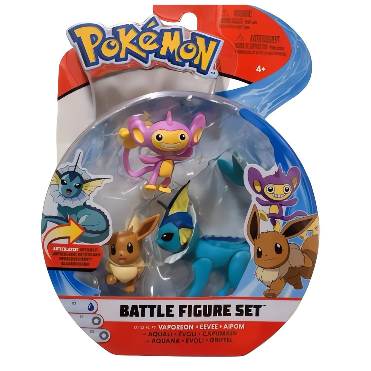 Pokémon battle figures in various designs – Vaporeon Eevee Aipom