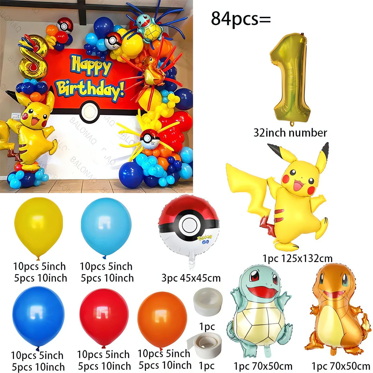 Pokémon birthday balloon set with Pikachu balloon – 1