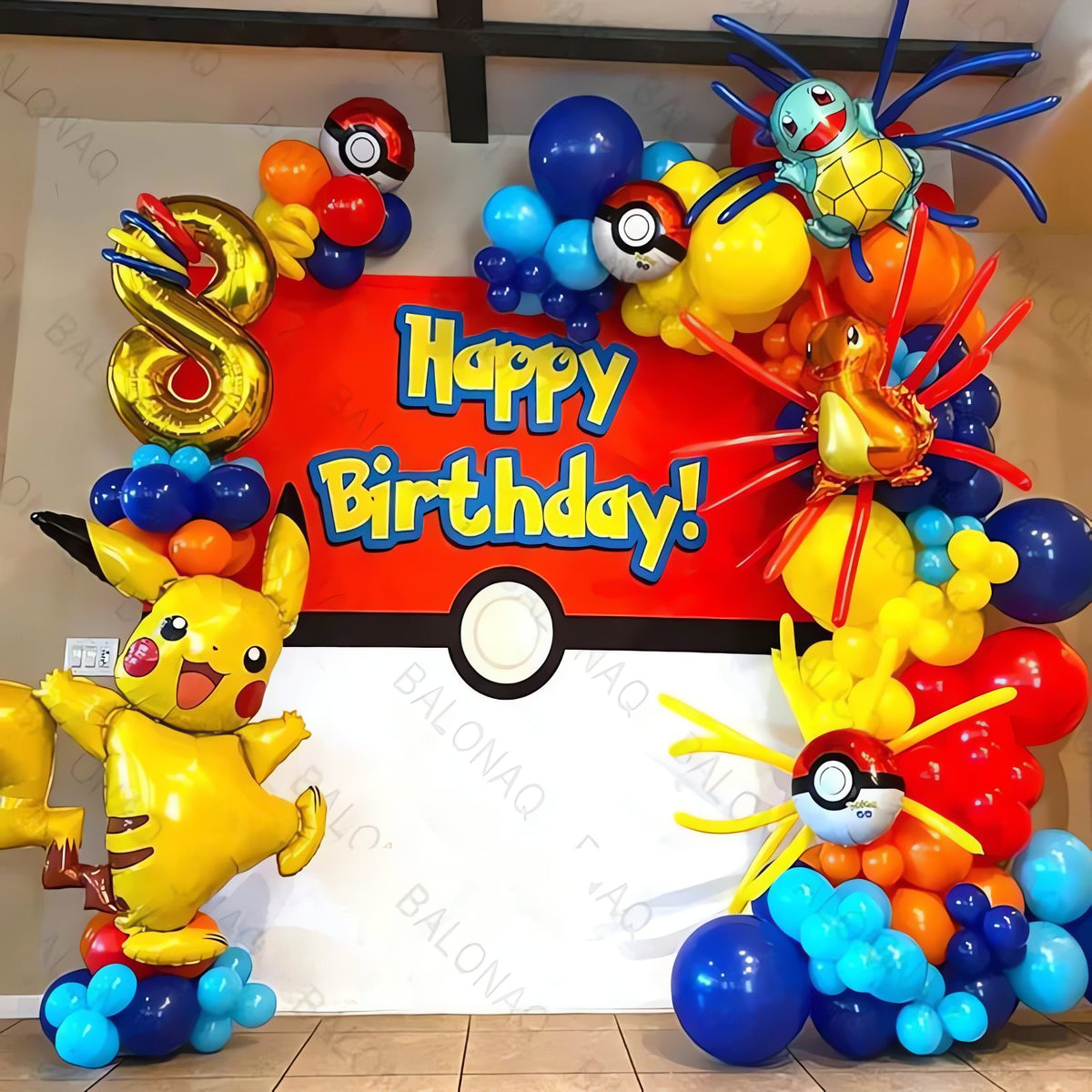 Pokémon birthday balloon set with Pikachu balloon