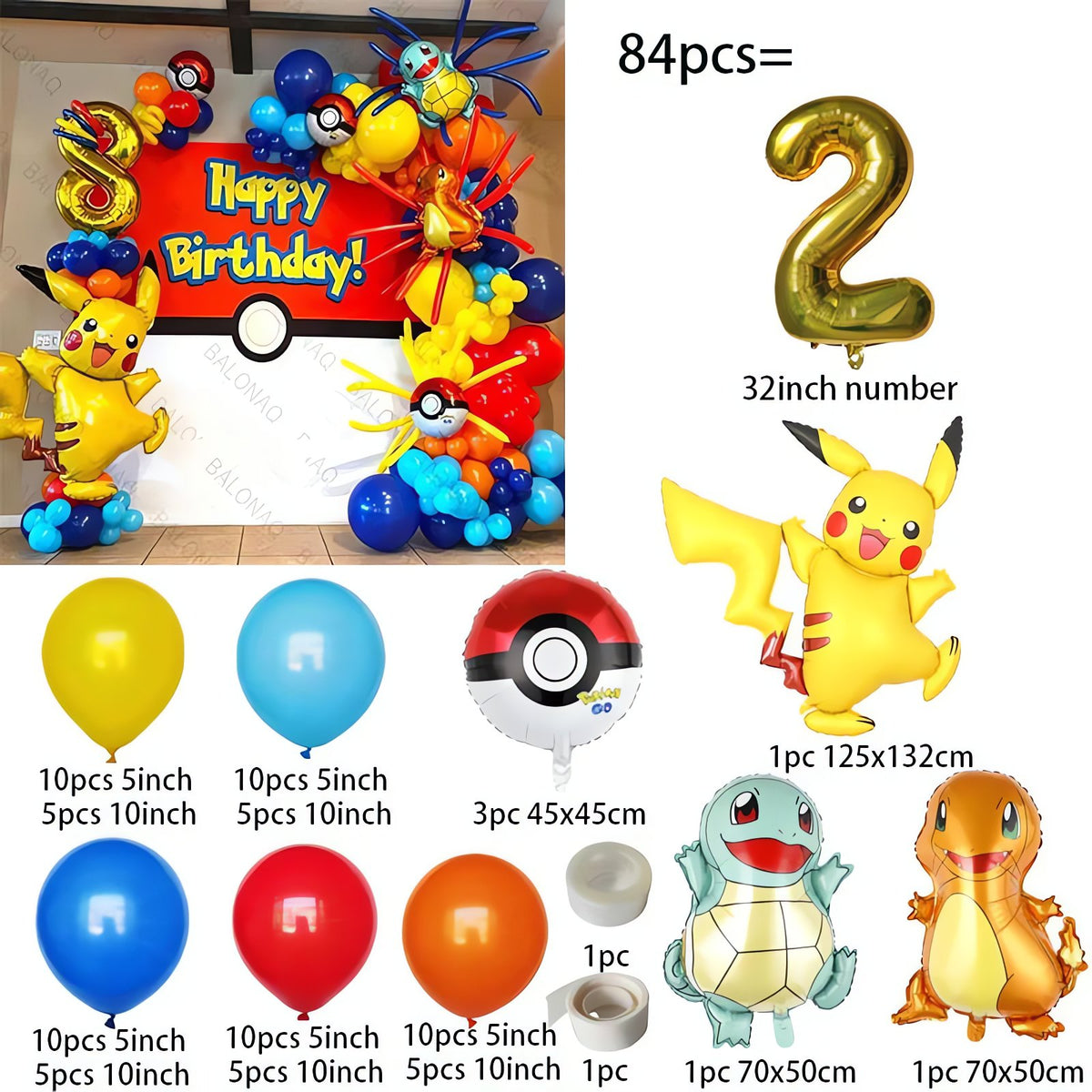 Pokémon birthday balloon set with Pikachu balloon – 2