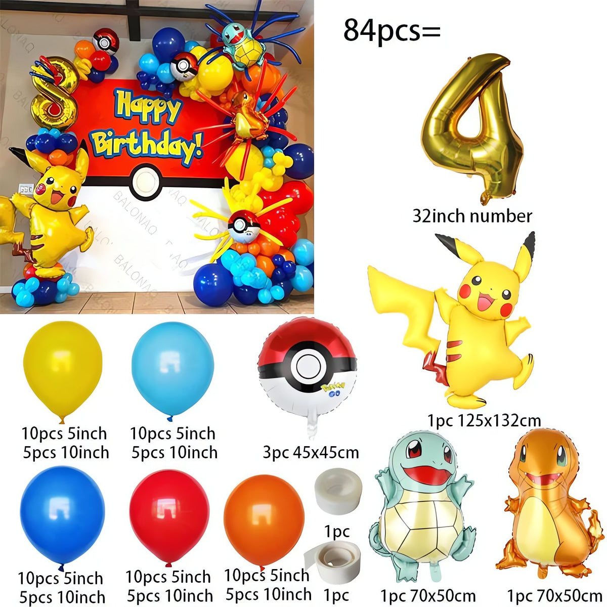 Pokémon birthday balloon set with Pikachu balloon – 4