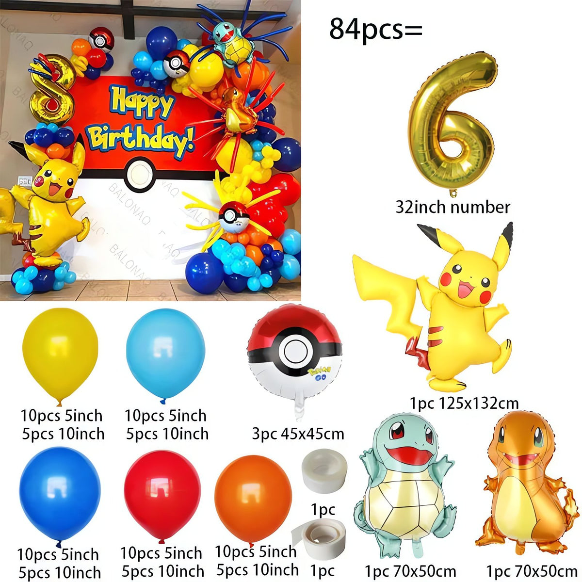 Pokémon birthday balloon set with Pikachu balloon – 6