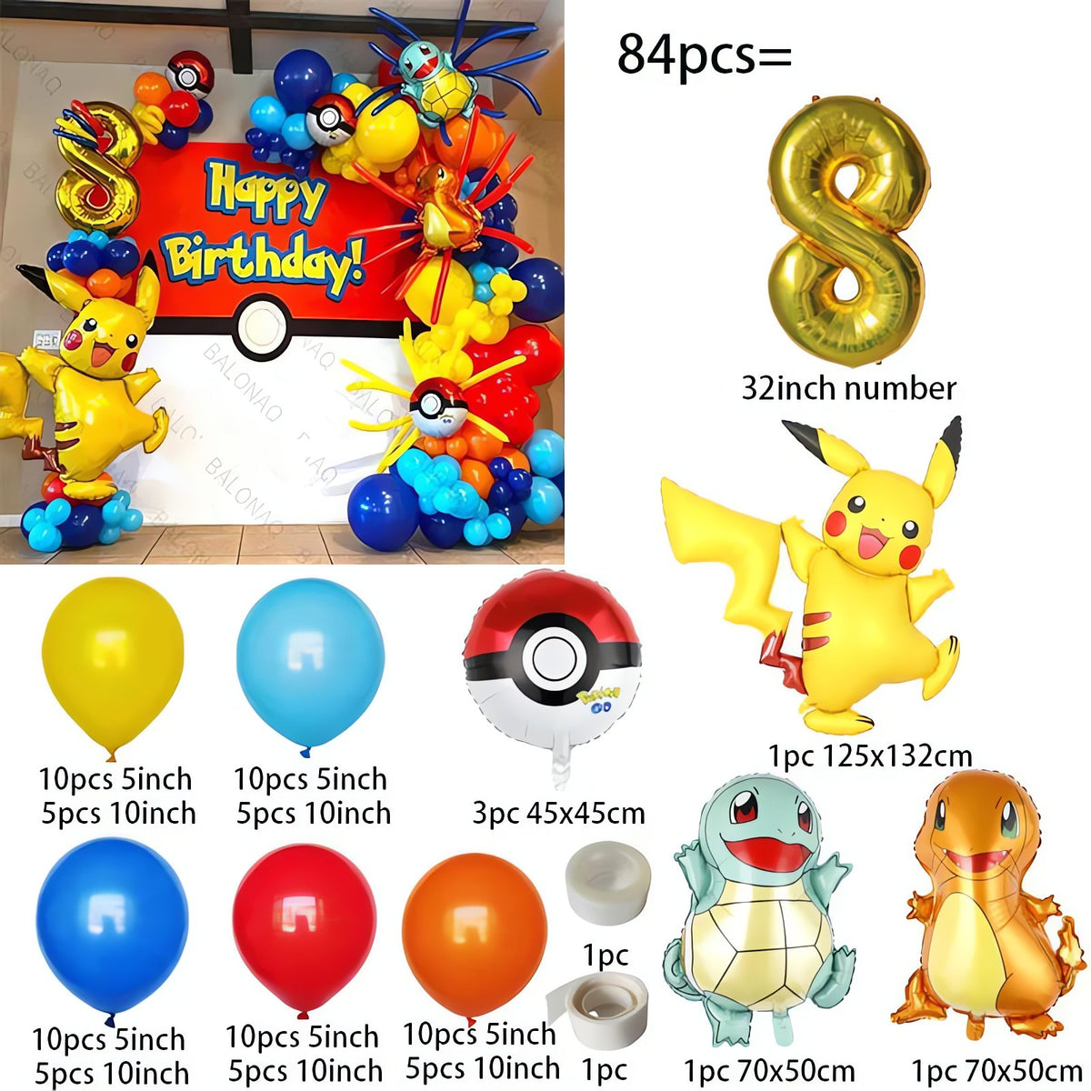 Pokémon birthday balloon set with Pikachu balloon – 8