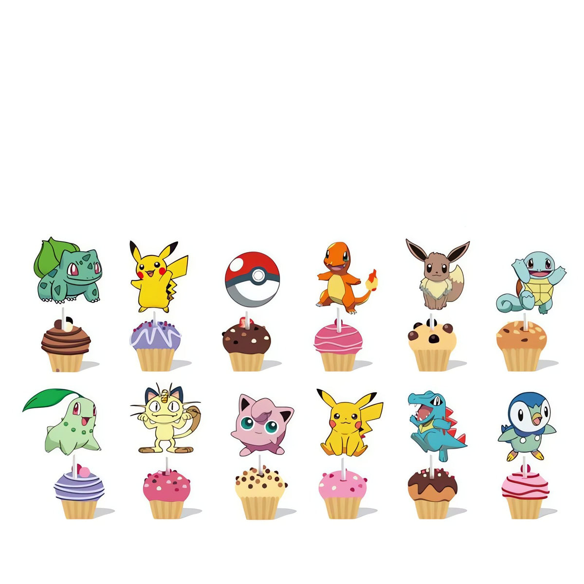 Pokémon birthday party decorations – Cake Decorations (13 pieces)