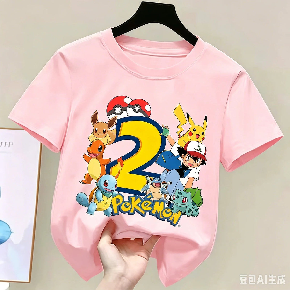 Pink Pokémon birthday T-shirt – Age 2