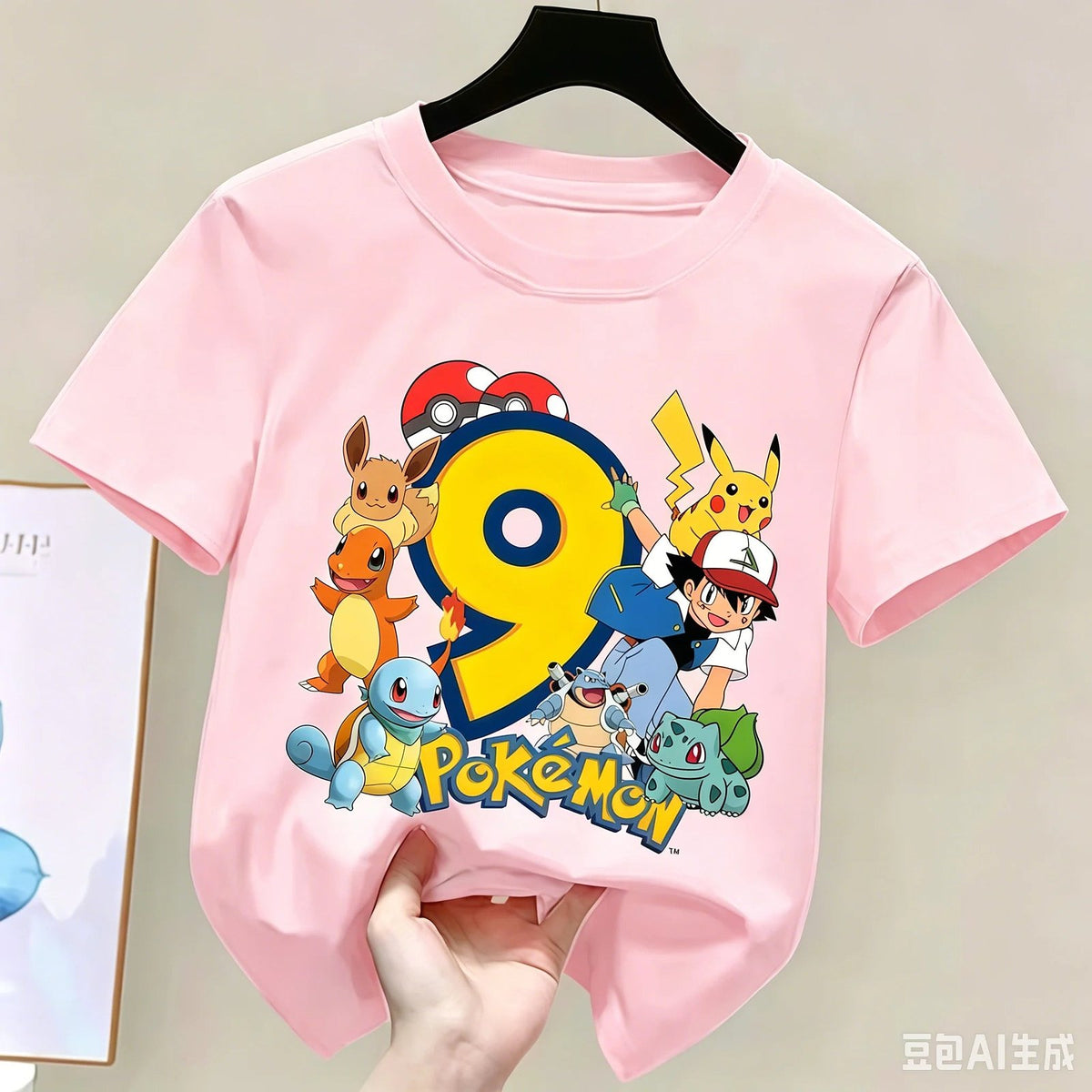 Pink Pokémon birthday T-shirt – Age 9