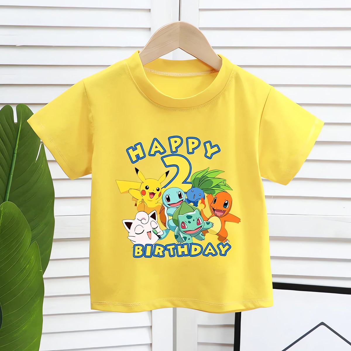 Yellow Happy Birthday Pokémon T-shirt for kids