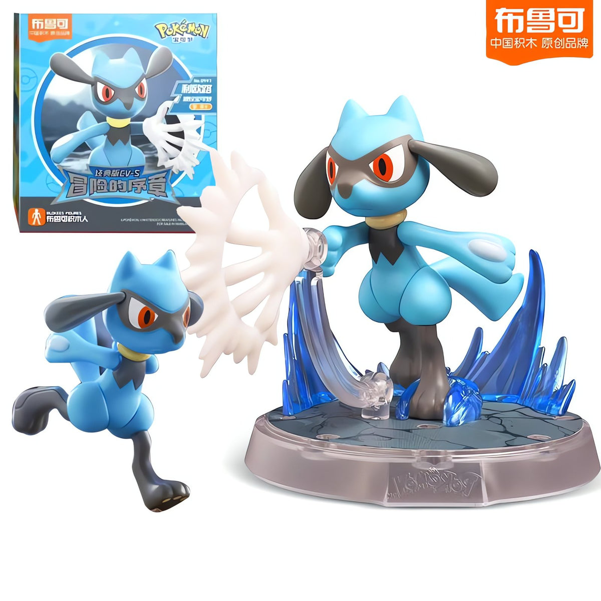 Buildable Pokémon figure kit with diorama stand – Lucario