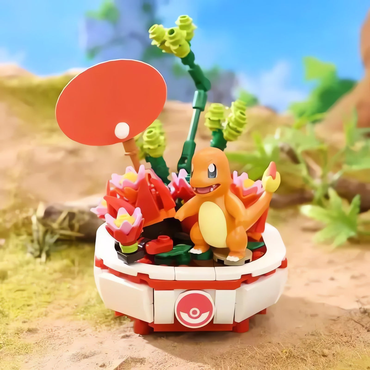 Pokémon building block figure set with mini scene – Charmander
