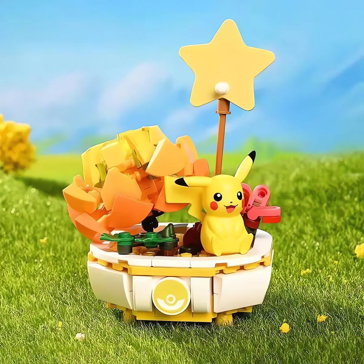 Pokémon building block figure set with mini scene – Pikachu