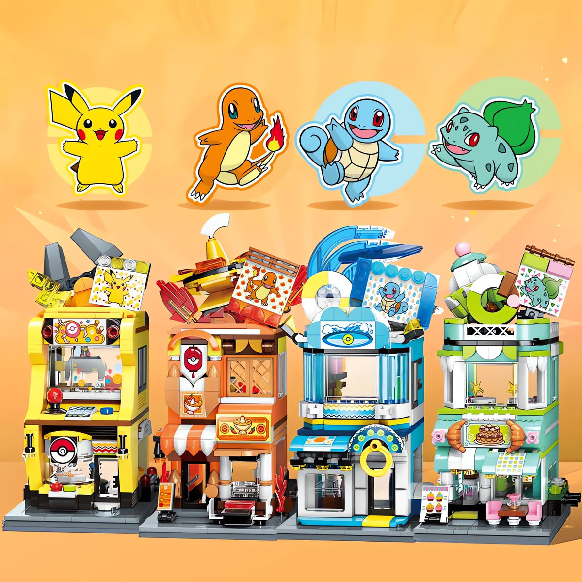 Pokémon building block set with Pikachu or Squirtle building