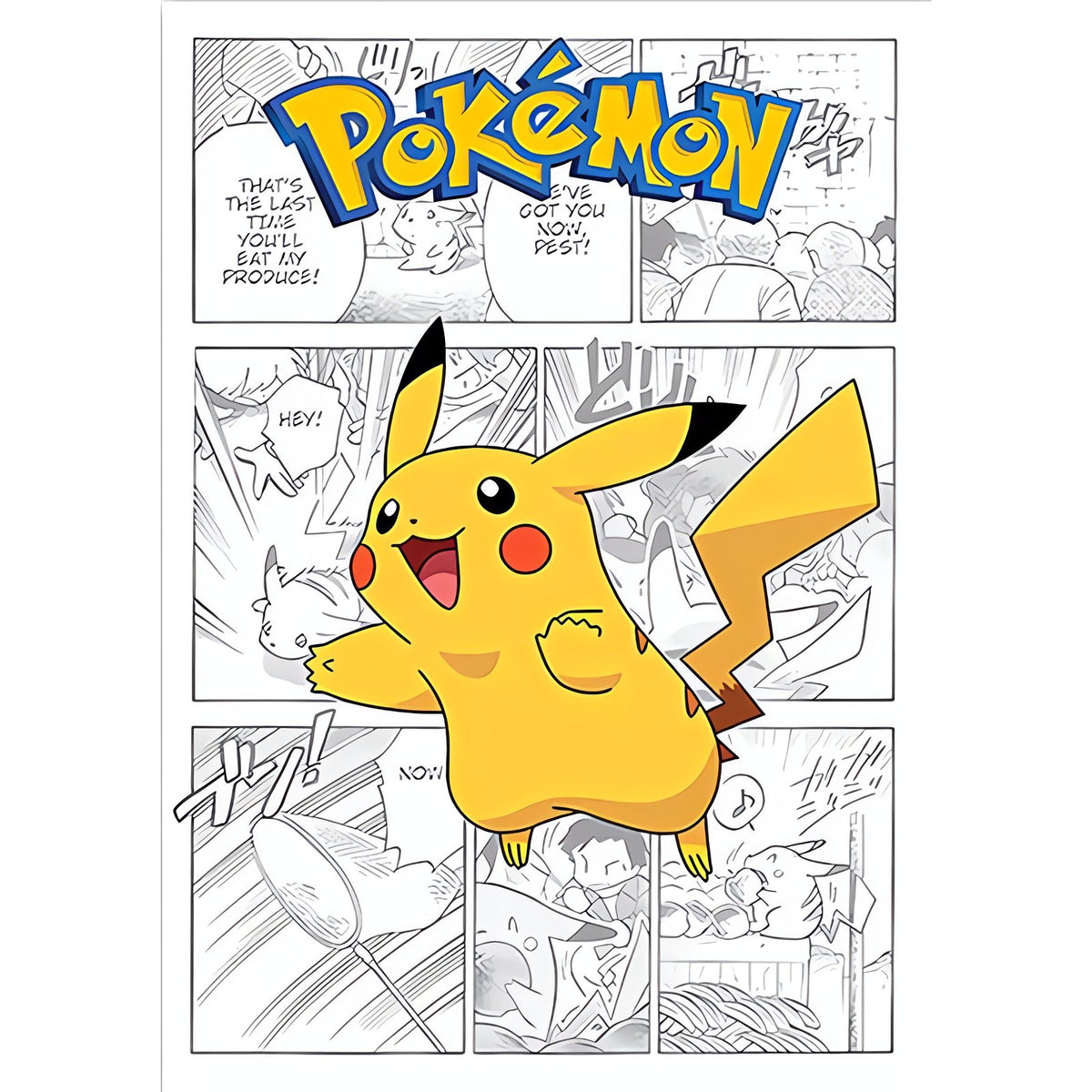 Pokémon comic-style canvas print – Pikachu