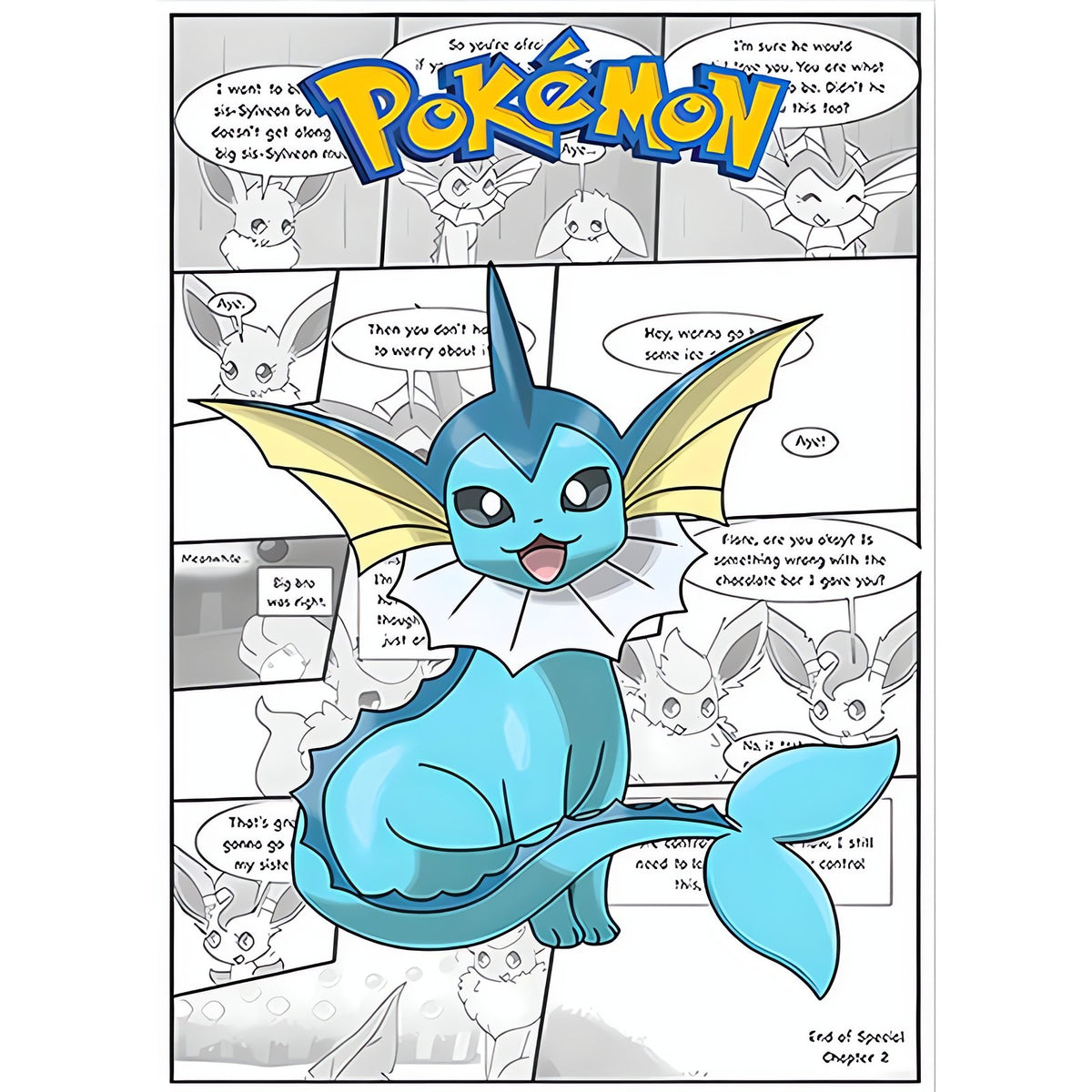 Pokémon comic-style canvas print – Vaporeon