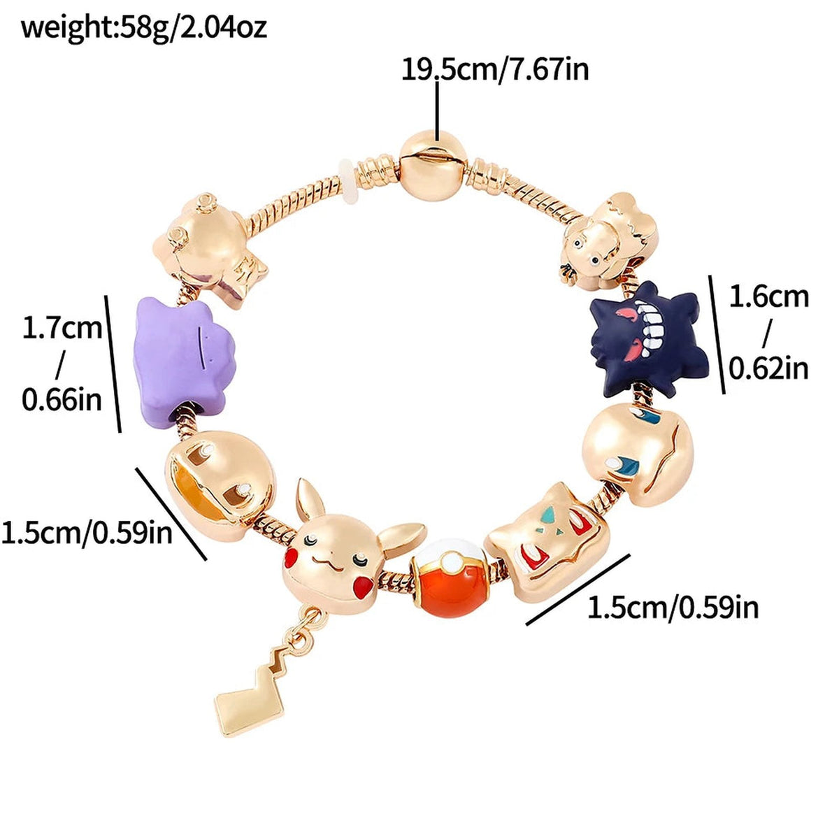 Pokémon charm bracelet with character charms – 17cm