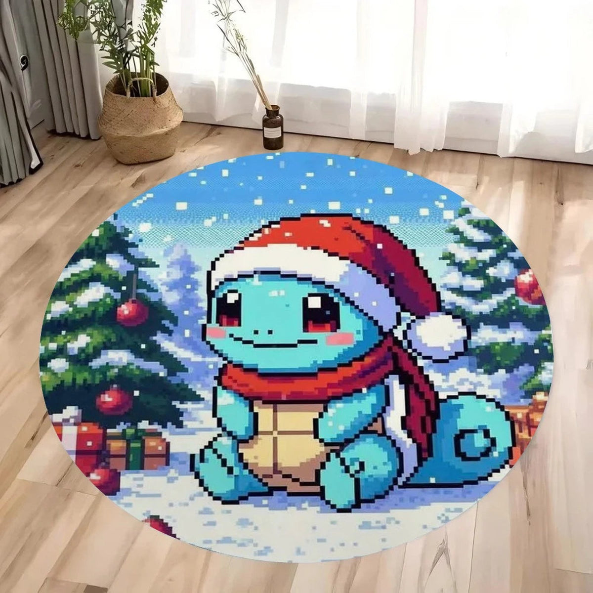 Pokémon Christmas rug in retro pixel style – Squirtle
