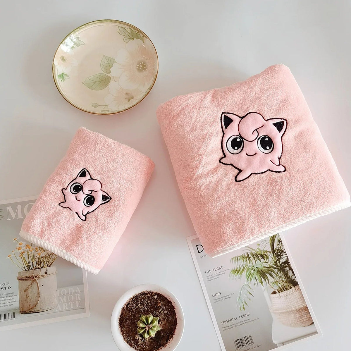 Pokémon coral velvet towel – Jigglypuff