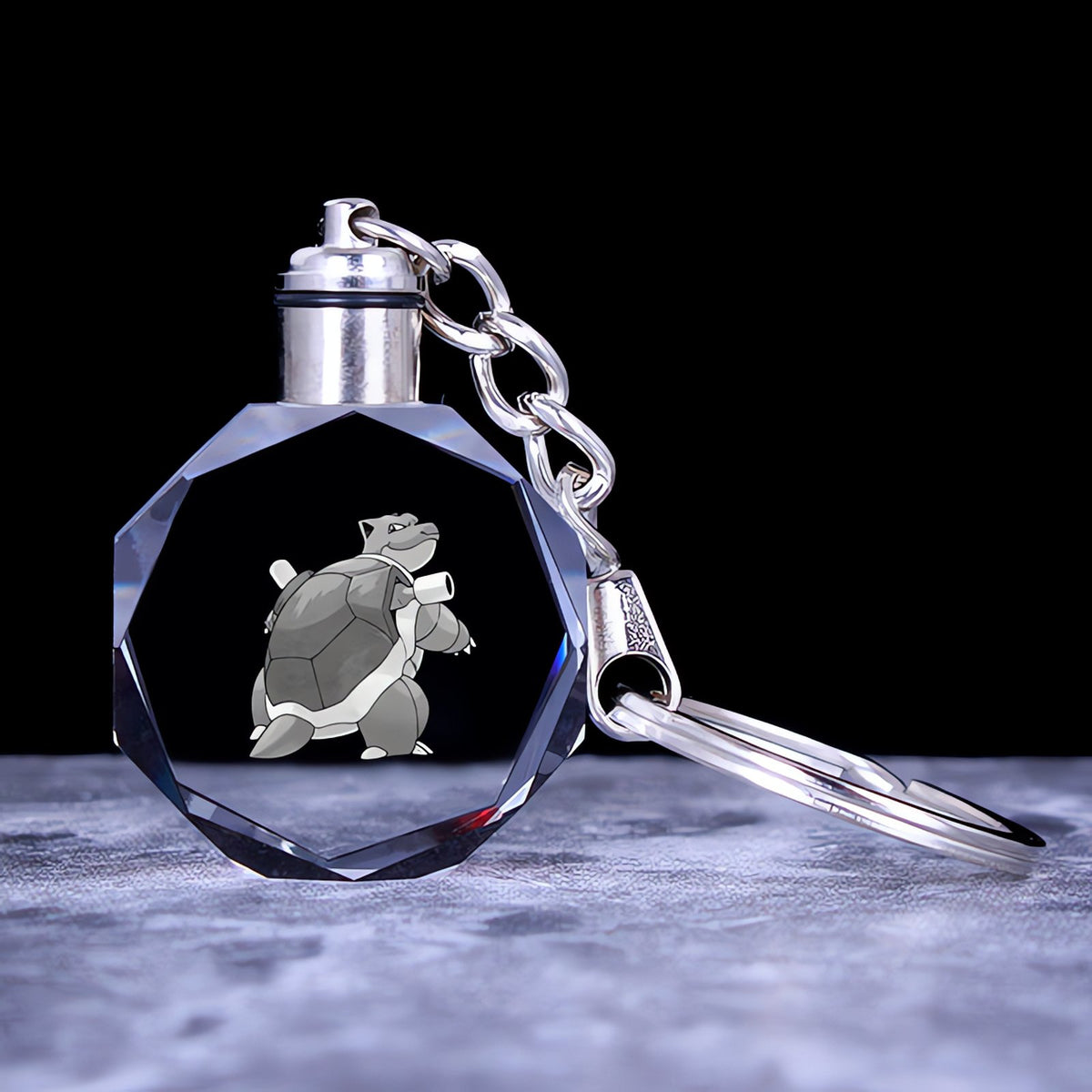 Pokémon crystal keyring with a glowing 3D Pokémon – Blastoise