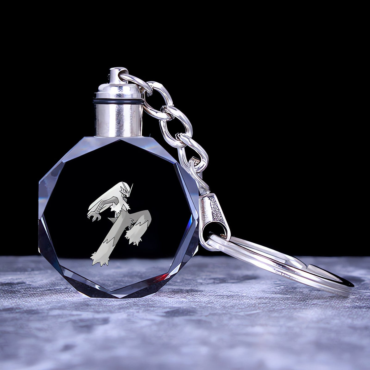 Pokémon crystal keyring with a glowing 3D Pokémon – Blaziken