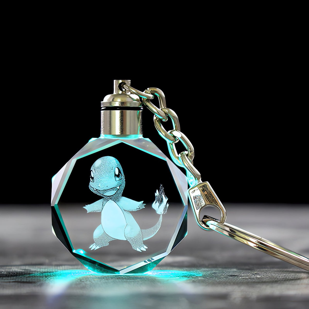Pokémon crystal keyring with a glowing 3D Pokémon – Charmander