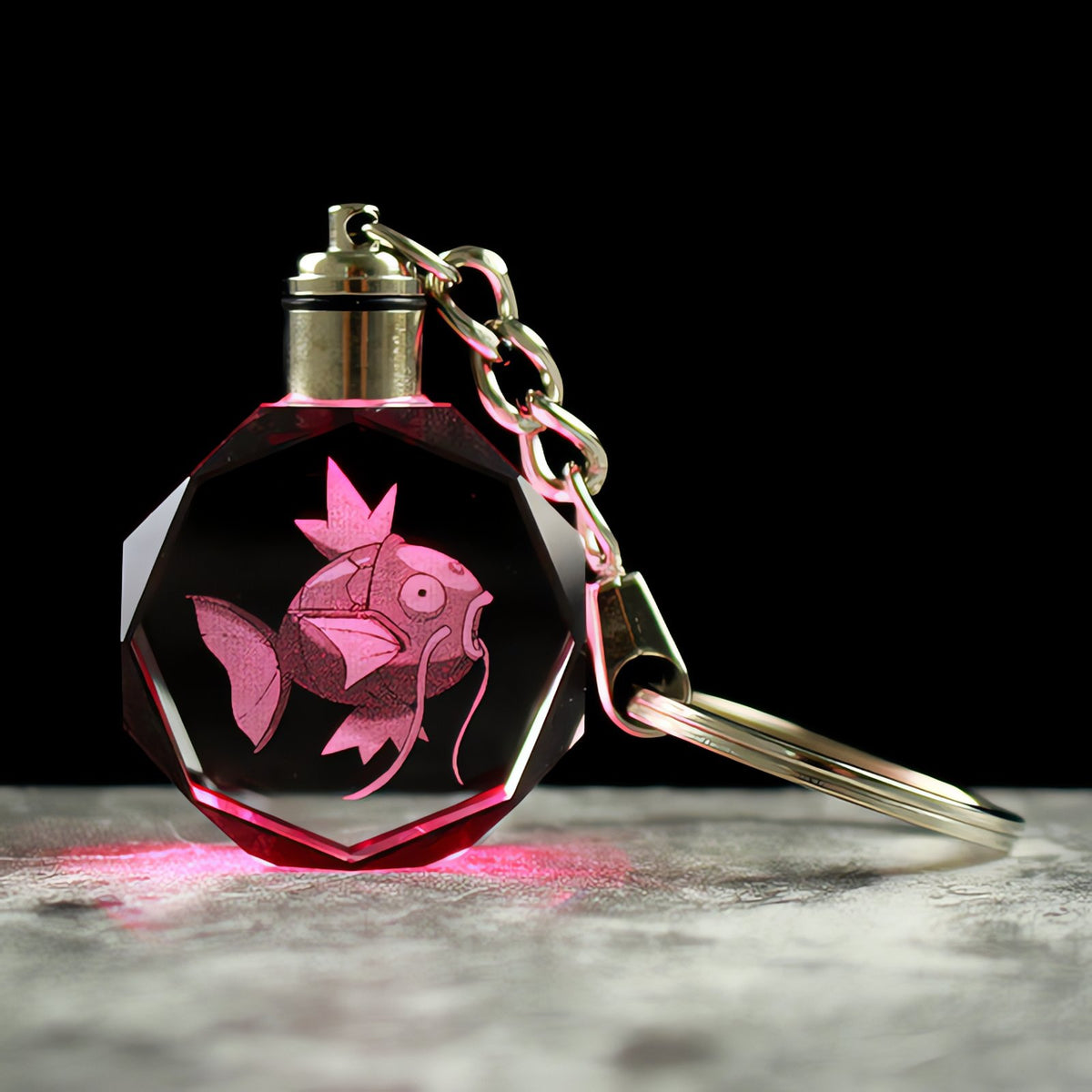 Pokémon crystal keyring with a glowing 3D Pokémon – Magikarp