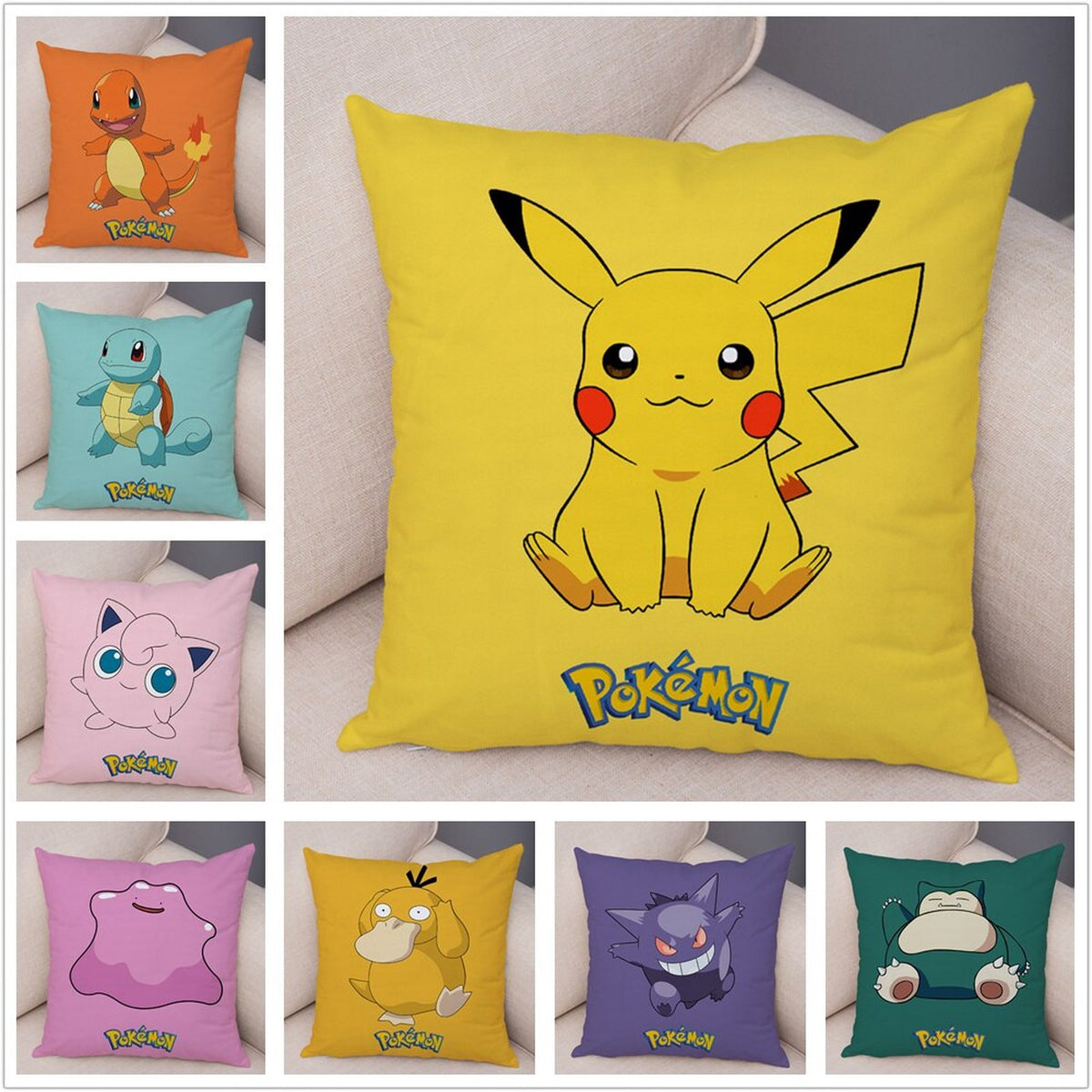 Pokémon cushion covers with Pikachu and Gengar designs