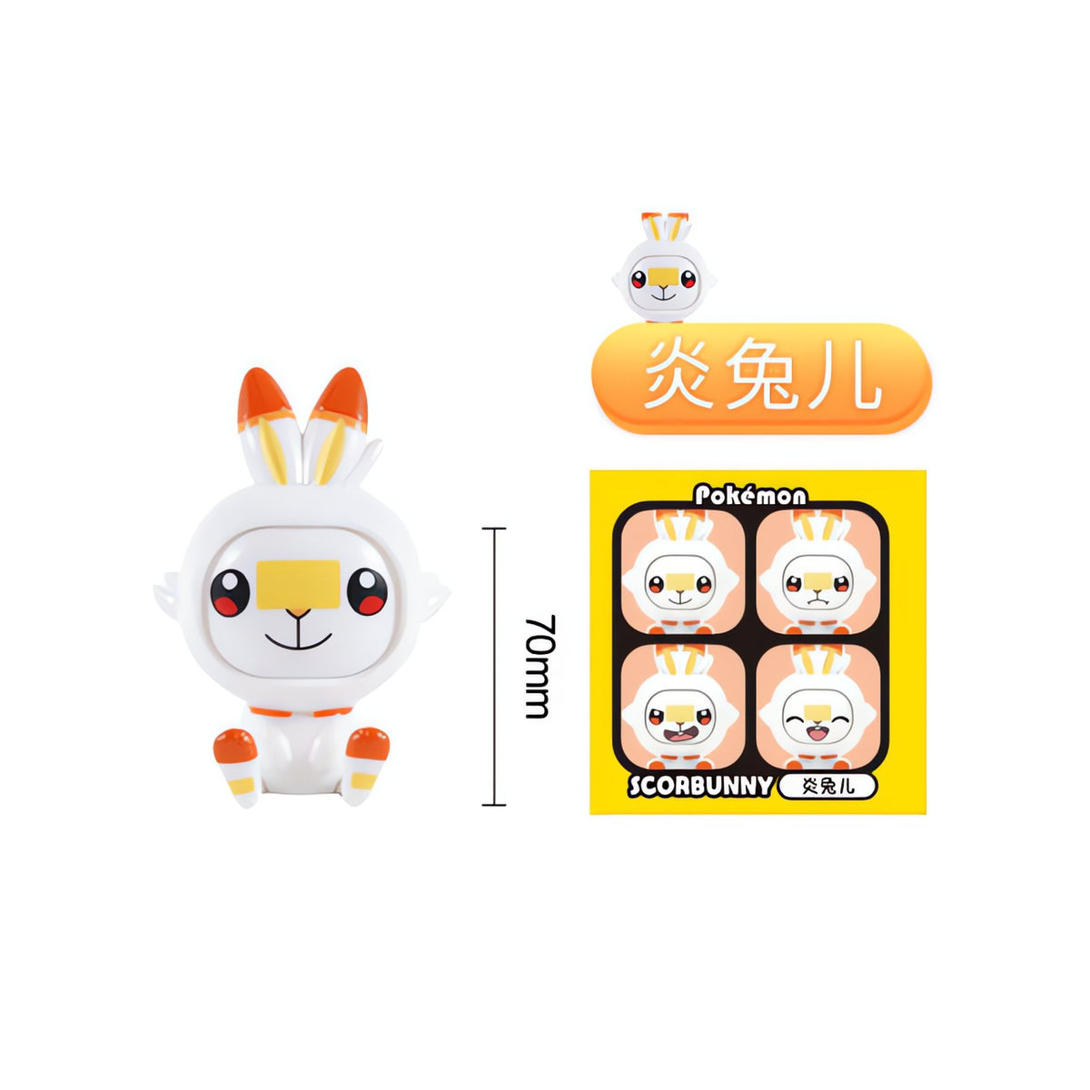 Pokémon face-changing collectable figure, 5cm – Scorbunny