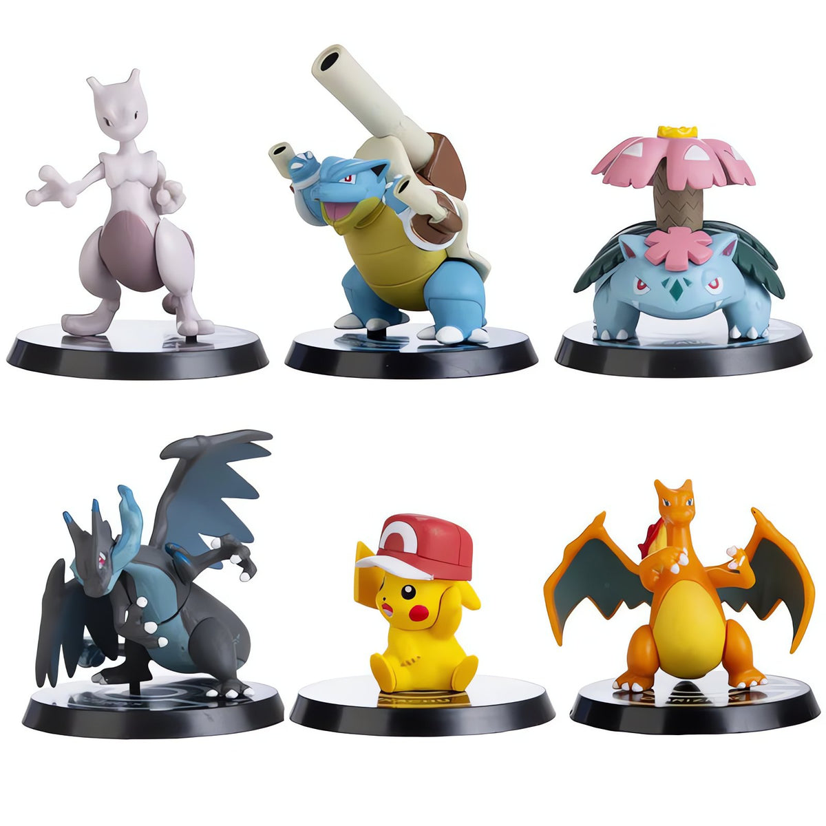 Pokémon figure sets with Pikachu, Eevee and Snorlax – Set A – 6 Figures (Mewtwo, Charizard, Blastoise & more)