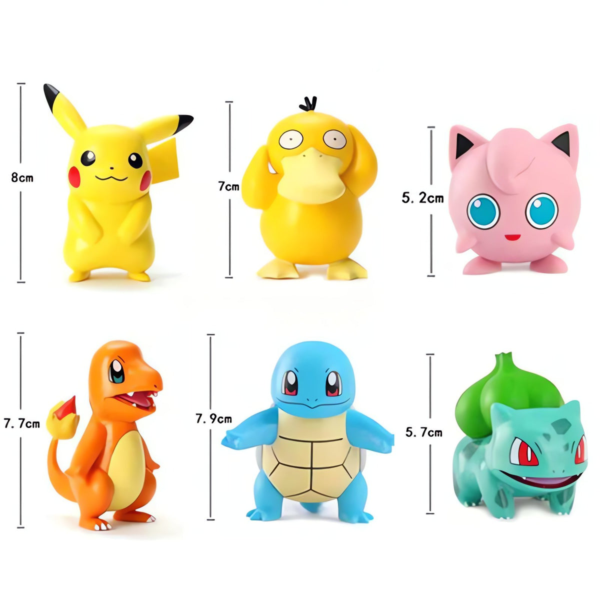 Pokémon figure sets with Pikachu, Eevee and Snorlax – Set C – 6 Figures (Pikachu, Psyduck & more)