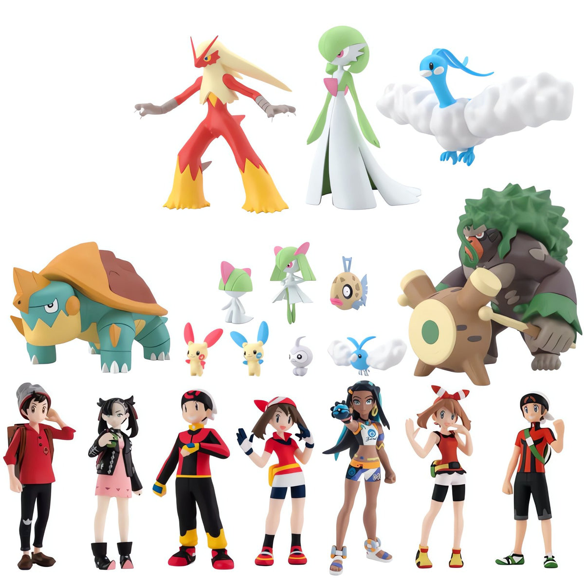Pokémon figure set with trainer and evolution stages