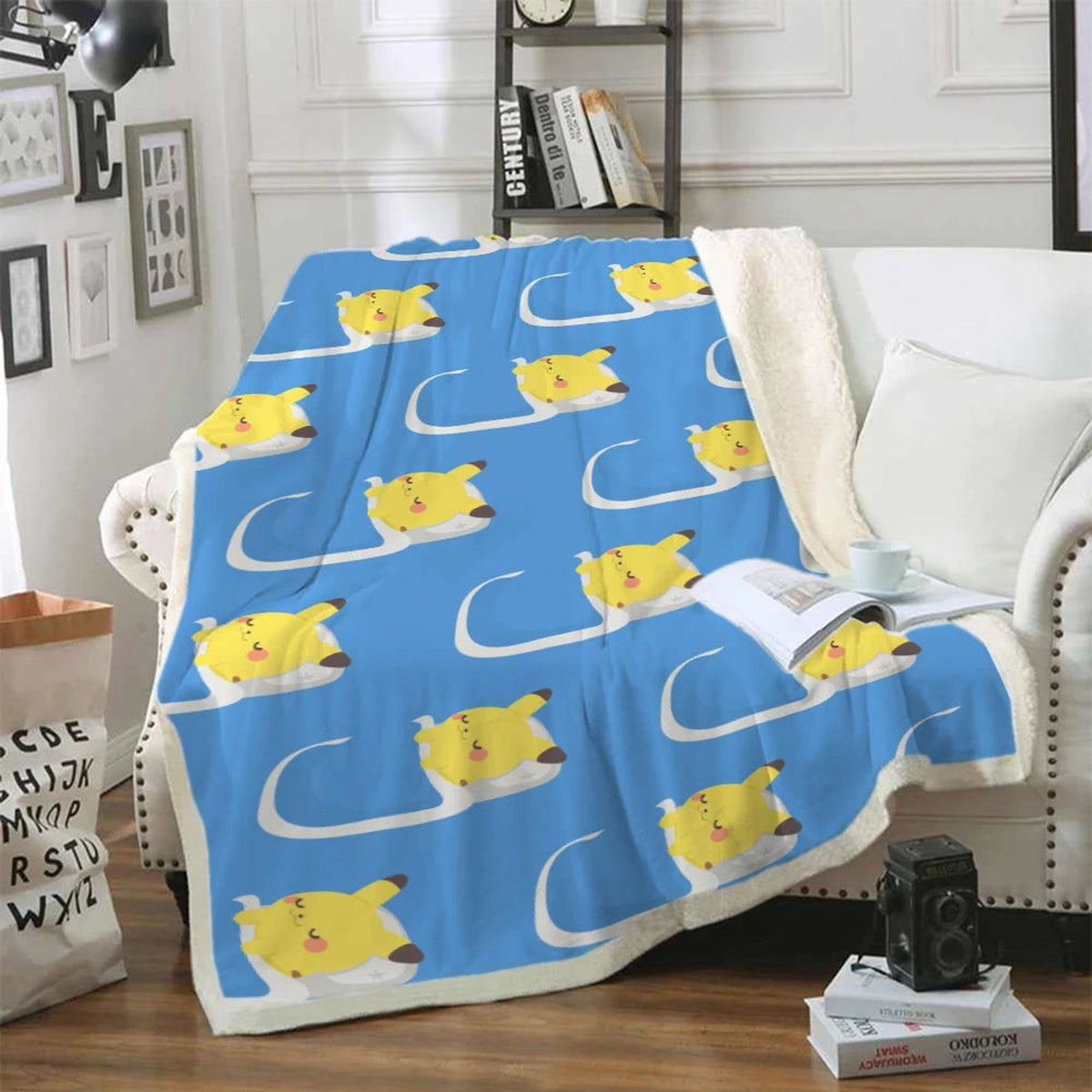 Pokémon flannel blanket with Snorlax design – Blue Pikachu